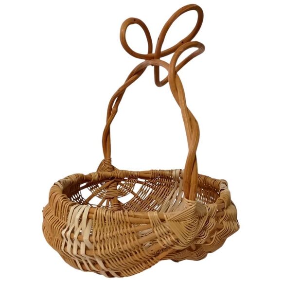 Vintage Buttocks Basket Twisted Willow Handle Eye Of God Handwoven Farmhouse - Picture 16 of 16